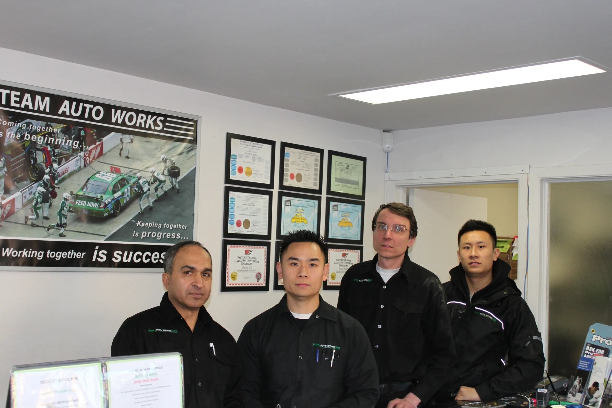 Team Auto Works founders - Roman, Phillip, Sam and technician